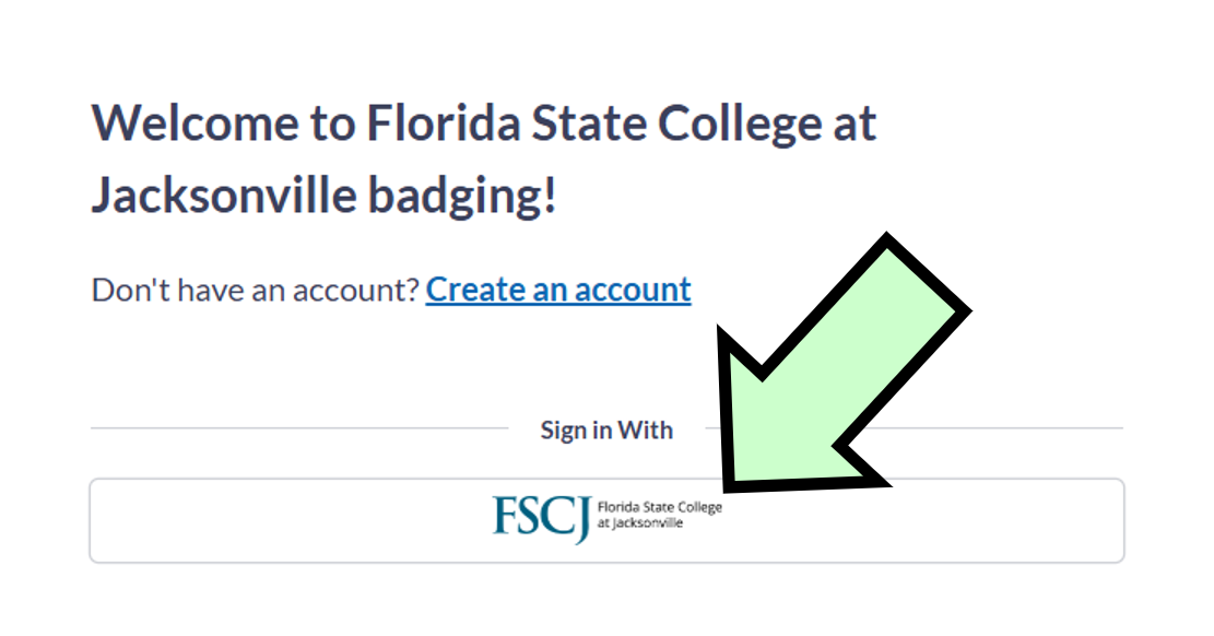 login button at fscj.badges.parchment.com